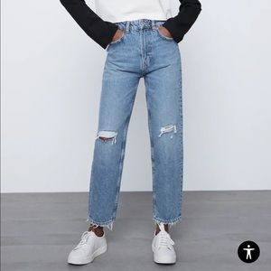 Zara mom fit ripped jeans